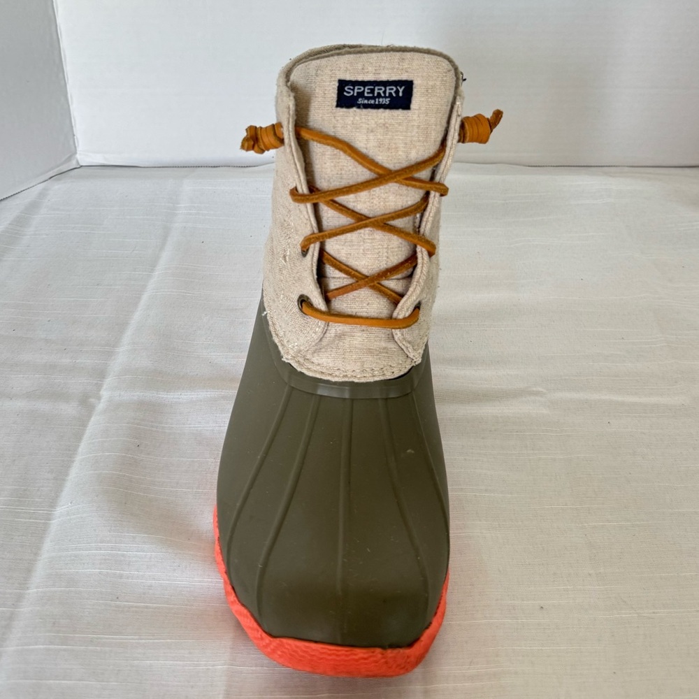 Sperry Duck Boots Orange Green Rain Winter Boots Womens Size 9.5 - Picture 5 of 11